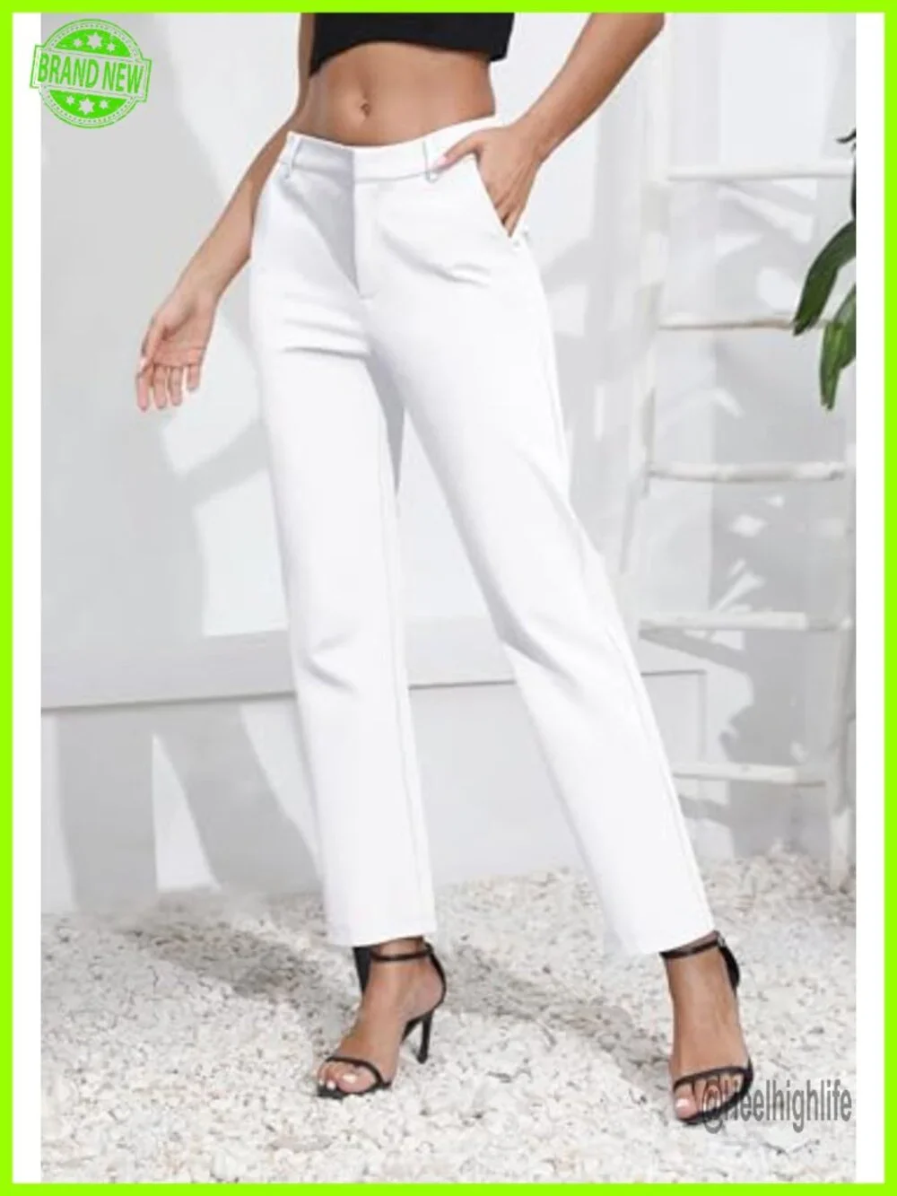 Elastic Waisted Dress Pants Work Business Casual Stretch Slacks with Pockets